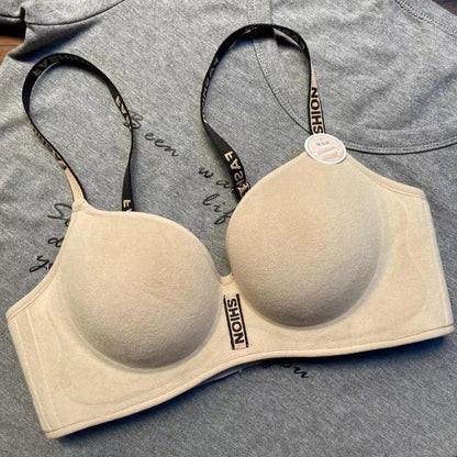 Velvet Plush Push Up Bra for Small Chest - 6CM Thermal Padded Non-Wire Bra, Warm Lined Comfort for Women, Autumn Winter Wear