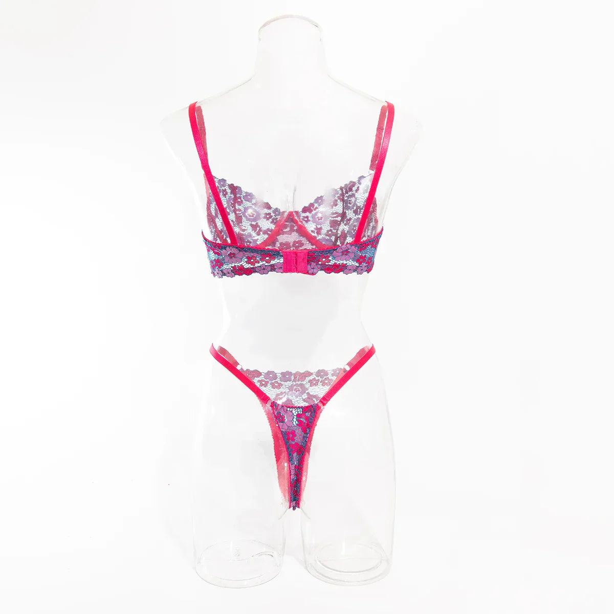 Aesthetic Floral Erotic Lingerie Set with Multi-color Lace Deluxe Comfortable Underwear with Thong