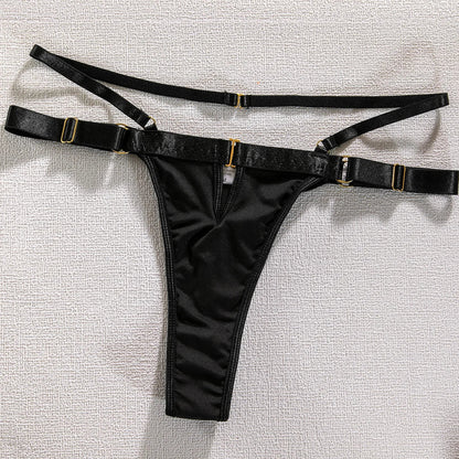 Fancy Metal Chain Sexy Lingerie 5Pcs Sets Luxury Hollow Out Bras And Panties Garters Underweat Suit Sensual Erotic Intimate Set