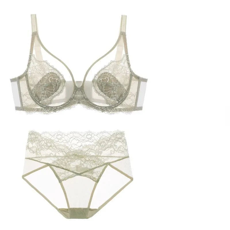 MOYISU Sexy Tushy Underwear Women's Big Boobs Small Boobs Hottie Set Ultra Thin Push-up Breast Anti-sag Soft Underwire Bra AB CD