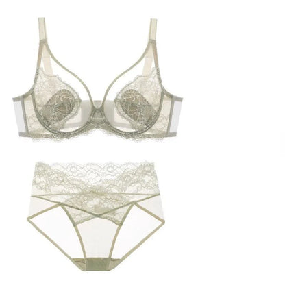 MOYISU Sexy Tushy Underwear Women's Big Boobs Small Boobs Hottie Set Ultra Thin Push-up Breast Anti-sag Soft Underwire Bra AB CD