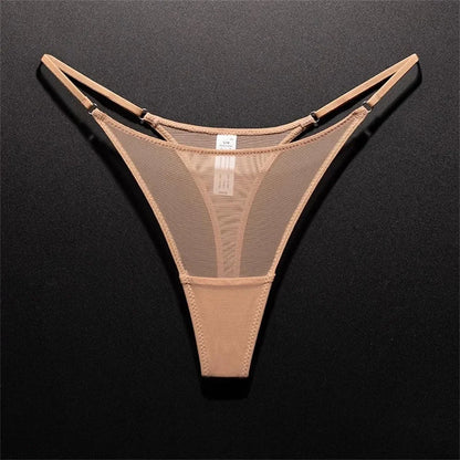 High Slit Women Seamless Thong Ultra-thin Mesh Sexy Underwear Transparent Gauze Sports Fitness G-string Plus Size