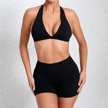 Wholesale Sportswear Woman Gym Set 2025 Sport Bra Shorts Outfit Yoga Clothes Fitness Clothing Kit Push Up Workout Activewear Red