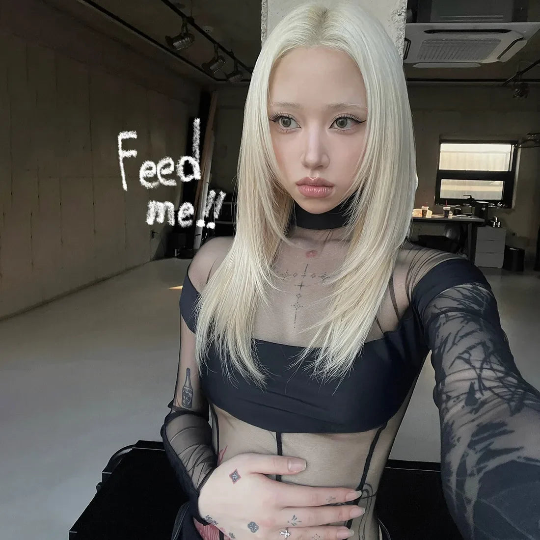 See Through Mesh Splicing Sexy Bodysuit Lingerie One-pieces Y2k Clothes Long Sleeve Body Feminino Hot Tops For Women Rave Outfit