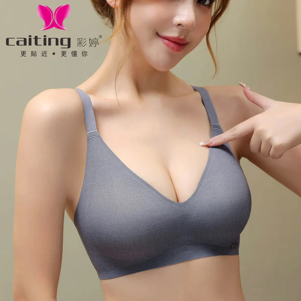 CAITING Beautiful Back Latex Cup Bra Soft Support Strips Skin-friendly Underwear For Women With Small Breasts