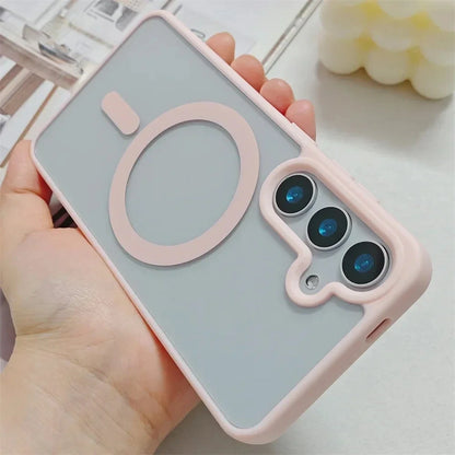 New Frosted Magnetic Case For Samsung Galaxy S25 Edge S25 S24 S23 FE S22 Plus Ultra For Magsafe Wireless Charger Protector Cover