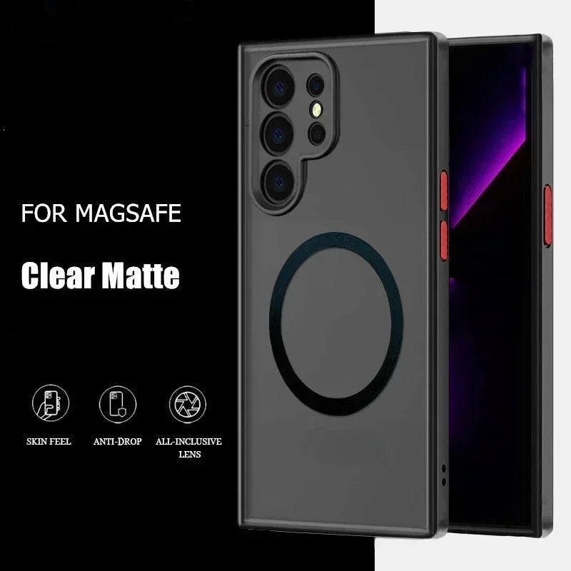 for Samsung Galaxy S25 S24 S23 S22 S21 Ultra Plus FE Note 20 Case Wireless Charge Magnet Magsafe Skin Soft Cover Shell Fundas