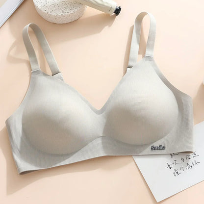 CAITING Beautiful Back Latex Cup Bra Soft Support Strips Skin-friendly Underwear For Women With Small Breasts