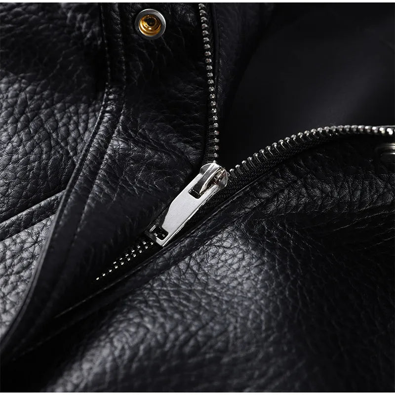 Street Stand Collar Women's Leather Jacket Loose Long Sleeve Zipper Pockets Chic Female Coats 2025 Autumn Winter Lady Outerwear