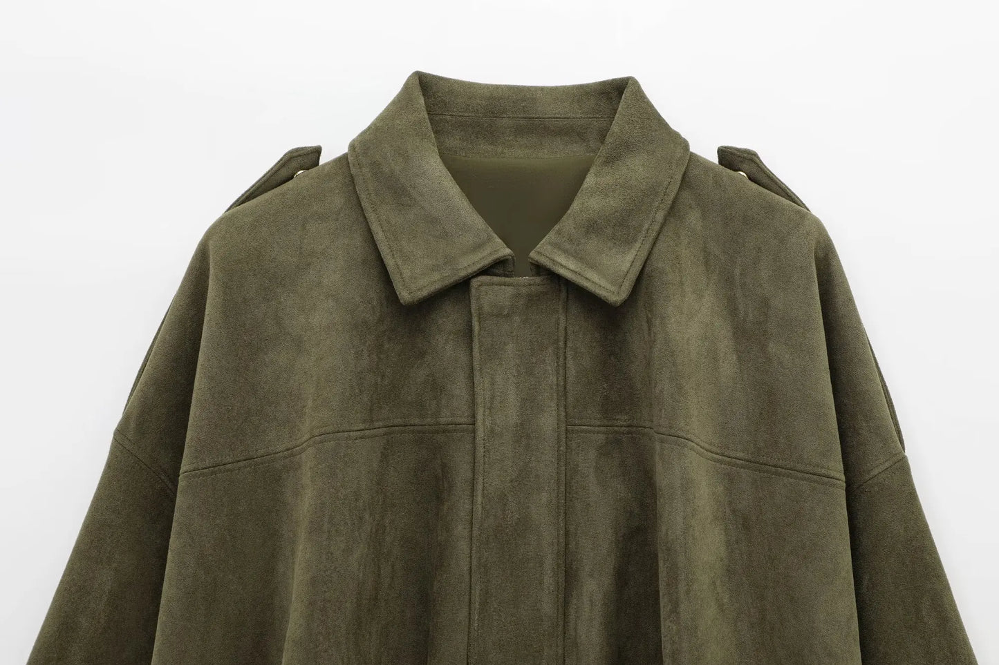 HH Women Brown Green Suede Jacket Loose Casual Bomber Coat Lapel Zipper Long Sleeve Jackets Vintage Lady Motorcycle Outwears