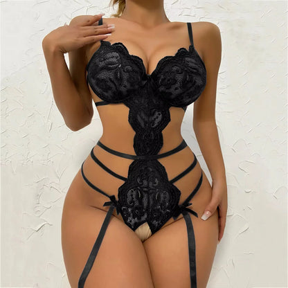 Ultra-Hot Sexy Lingerie for Women: Seductive Lace Open Bra Set, Alluring Ruffle Transparent Underwear & Provocative Erotic Bodys