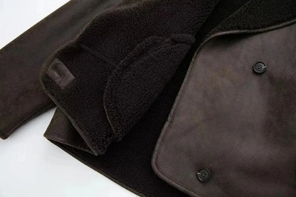 MUJER Faux Leather Jackets for Women Winter Warm Bomber Jacket Woman Long Sleeve Womens Coats Plush Oversized Women's Jackets