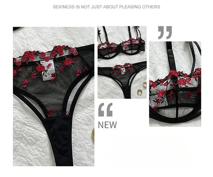 New Sexy Lace Floral Lingerie Set Women's Underwear Transparent Bra Party Sets Lace Lingerie Bra Set Underwear Set S-XL Size