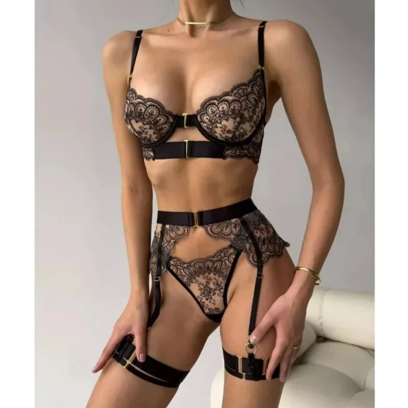 Two-piece Women's Set G-string Transparent Underwear Lolita Romantic Lingeries Set Sexy Bra and Panties Sets Lingerie for Woman