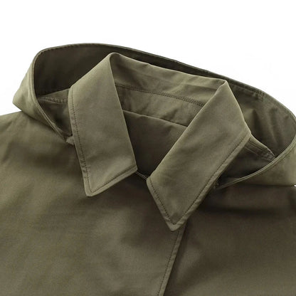 HXAO Female Windbreaker Outerwears Hood Cropped Jacket Women Solid Trench Coat Autumn Long Sleeve Demi-Season Casual Coats