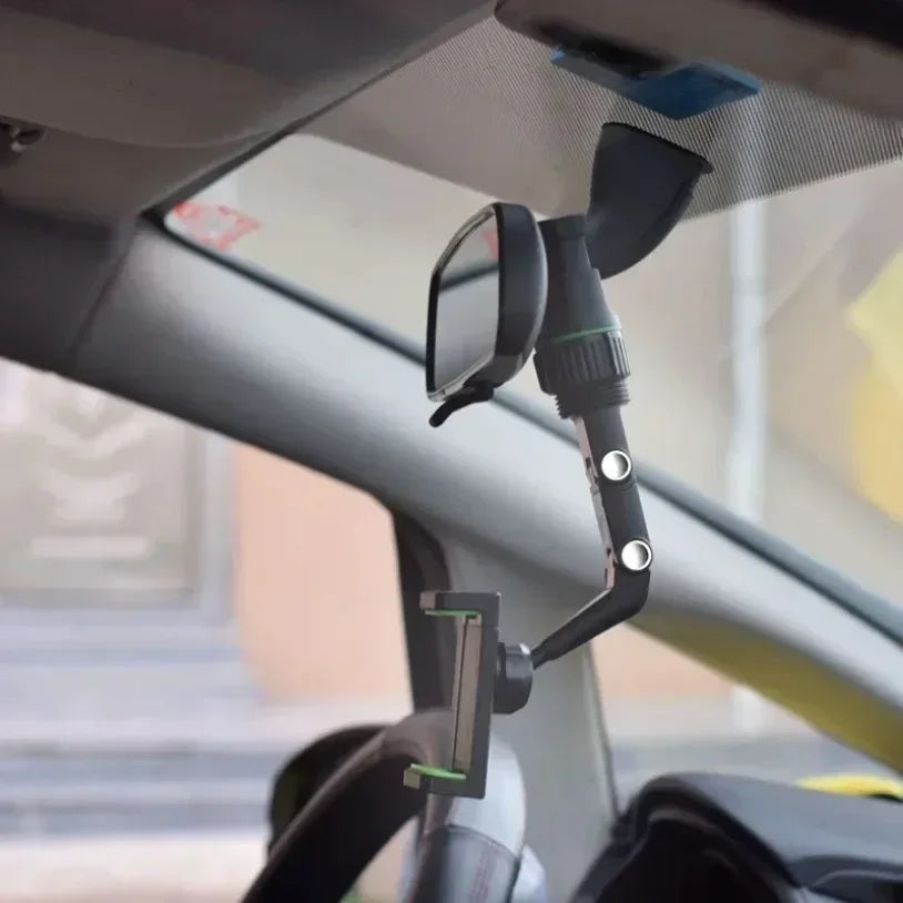 Universal Multifunctional Car Rearview Mirror Phone Holder Rotatable Adjustable Clip Mount Compatible with Smartphones Dash Cam