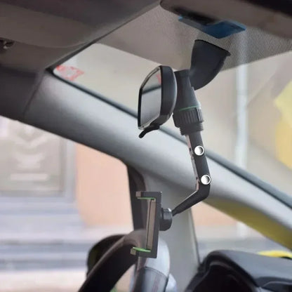 Universal Multifunctional Car Rearview Mirror Phone Holder Rotatable Adjustable Clip Mount Compatible with Smartphones Dash Cam