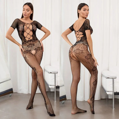 Sexy Body Lingerie Bodysuit Underwear Stocking Tight Sexy Transparent Pornos Suit Women Intimates Hose Black Mesh Bodystocking