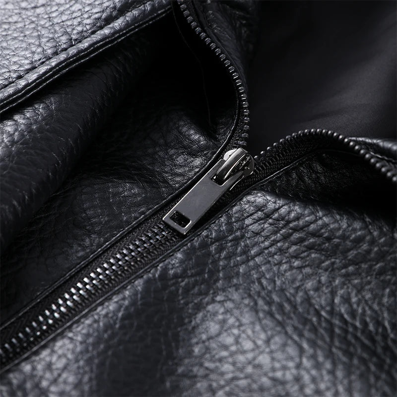 Stand Collar Women's Jacket Full Sleeve Double Button Solid Female Leather Jackets 2025 Autumn Fashion High Street Lady Outwears