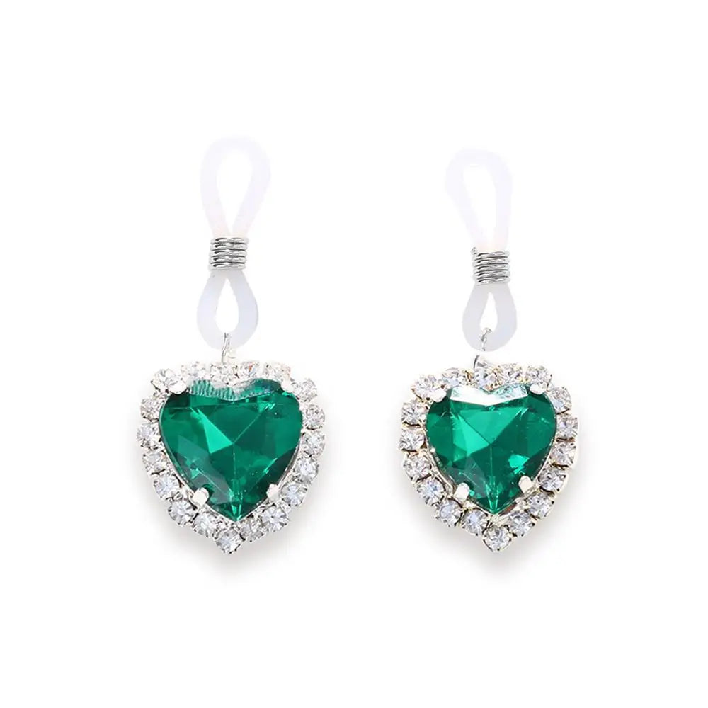 Europe And The United Sexy Bikini Body jewelry New Rhinestone Chest Chain Fashion  Love Breast Clip Color Pendant Love