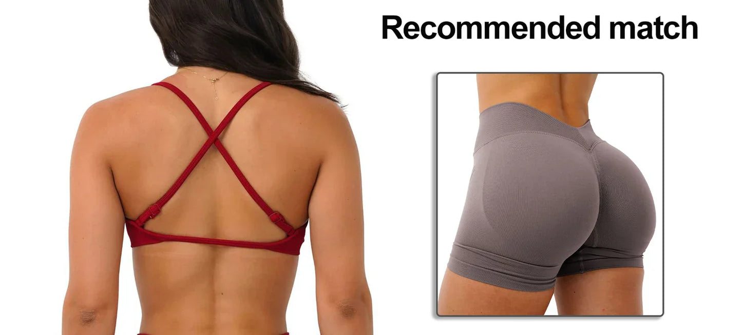NCLAGEN Sports Bra Seamless Yoga Top Women Fitness Article Gym Active Wear Back Cross Workout Push-up Fitness Running Underwear