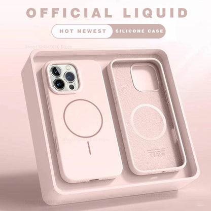Magnetic Phone Case For iPhone 15 14 16 Plus 11 17 13 16 Pro Shockproof Silicone Cover Magsafe Wireless Charge Phone Accessories