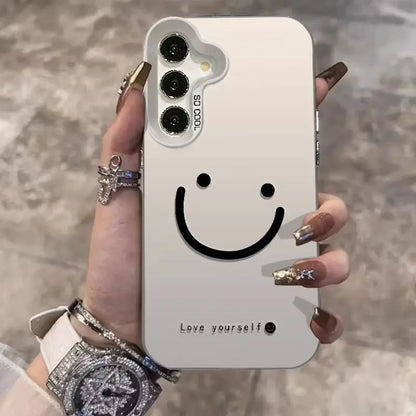 For Samsung Galaxy S25 S24 S23 Ultra S22 Plus S21 FE Case Color Silver Smile Cheeks Cover For A56 A55 A54 A53 A36 A25 A24 Funda