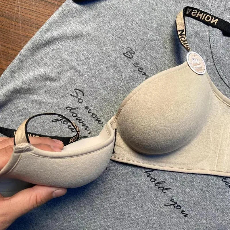 Velvet Plush Push Up Bra for Small Chest - 6CM Thermal Padded Non-Wire Bra, Warm Lined Comfort for Women, Autumn Winter Wear