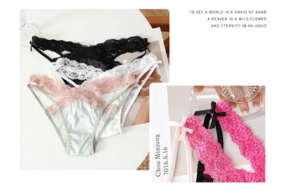 CINOON Women Sexy Lingerie G String Lace Panties Femal Low-waist Cross Bandage Transparent Temptation Underwear Comfort Intimate