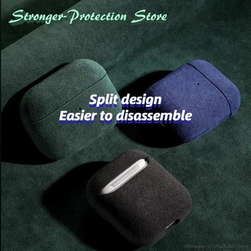 Italian Suede Leather Case For Airpods Pro 2 For Airpods Pro 3 Airpods 4 3 Case Luxury Artificial Leather All Inclusive Case