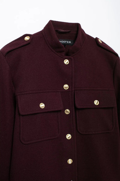 HH 2024 Fashion Women Soft Tweed Bomber Jacket O-Neck Long Sleeve Pockets Buttons Loose Woolen Coat Female Streetwear