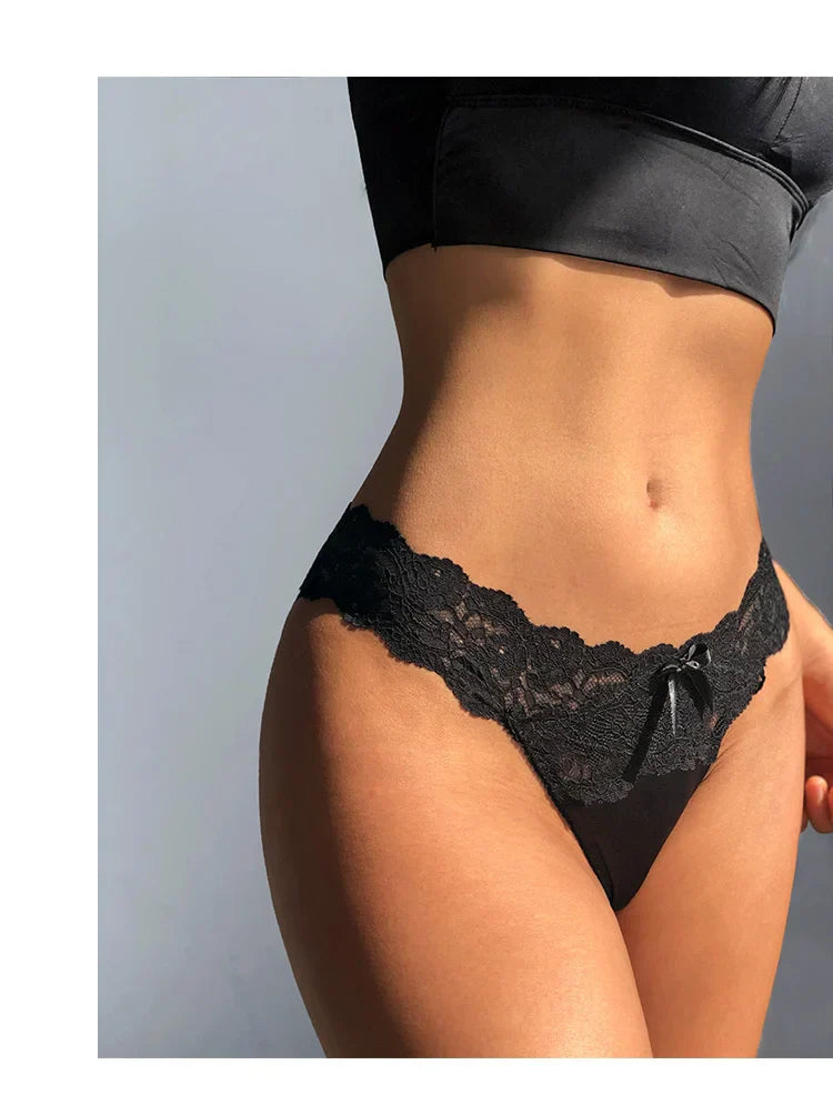 SP&CITY Satin Lace Sexy Women's Underwear Low Waist Transparent Hollow Out Panties Breathable Soft Seamless Briefs Lingerie