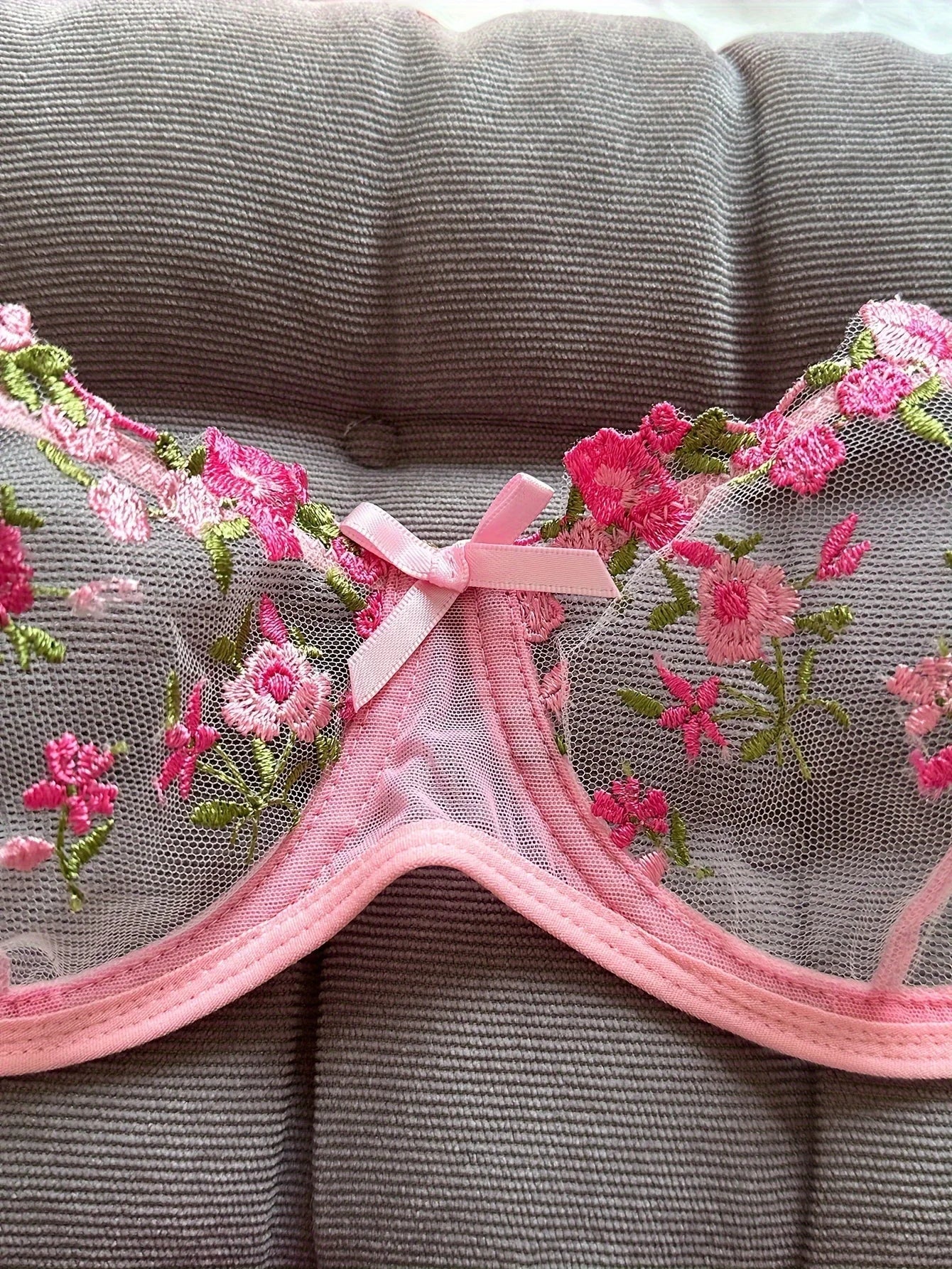 Night Beautiful Sexy Women 2 Piece floral Embroidery Underwear Sexy Erotic lingerie underwear Set