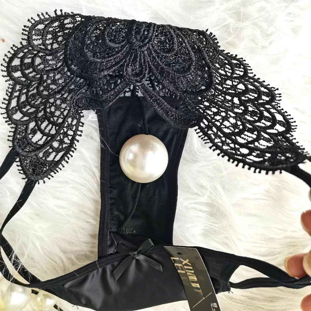 Customized Imitation Pearl Underwear Into The Body To Increase Massage Beads, Sexy Thong Tighten Briefs Thong  Panties Women