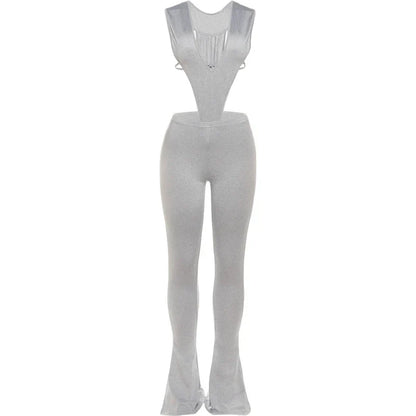 Weird Puss Sexy Hipster Women Tracksuit 2 Piece Set Deep V-Neck Sleeveless Bodysuit+Leggings Matching Hipster Streetwear Outfits