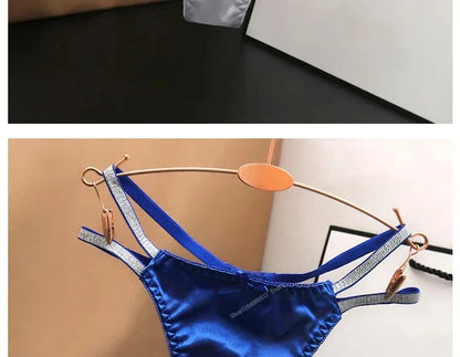Sexy Silk Satin Thongs Hollow Out Fashion Solid Color Panties Cotton Crotch Low Waist Breathable Pure Color Women's Underwear