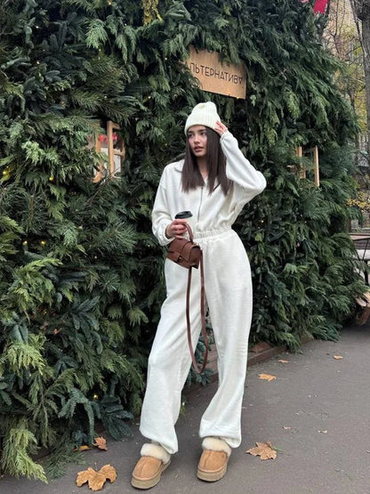 Zekye Woman Clothing New Fashion Long-sleeved Jumpsuit Women's Casual Semi-open Elastic Waist Jumpsuit Elegant Woman Jumpsuit