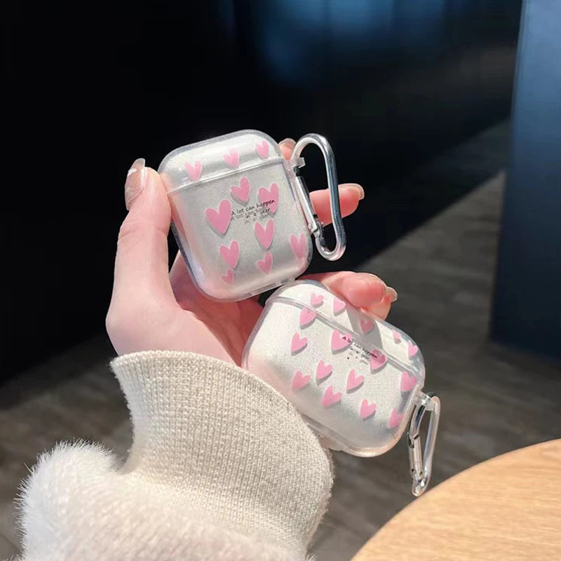 New For AirPods 4 Case Glitter Shiny Cartoon Soft Silicone Cover For AirPods 3 2 Pro 3nd Girls pink Heart Earphone Charging Box