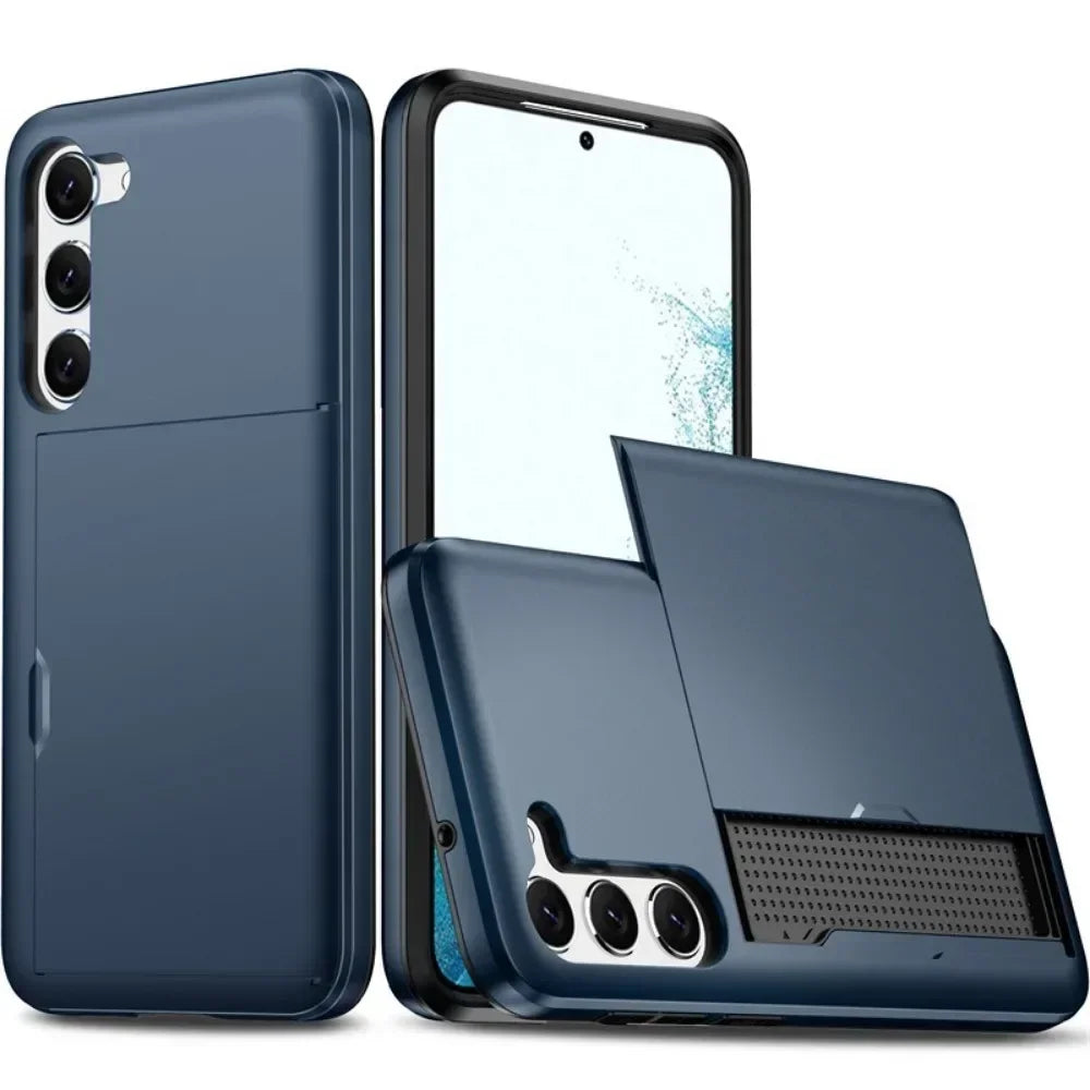For Samsung Galaxy S25 S24 Ultra S22 Plus S23 S21 S20 FE Note 20 A17 A55 Wallet Cover Card Holder Slot Shockproof Phone Case