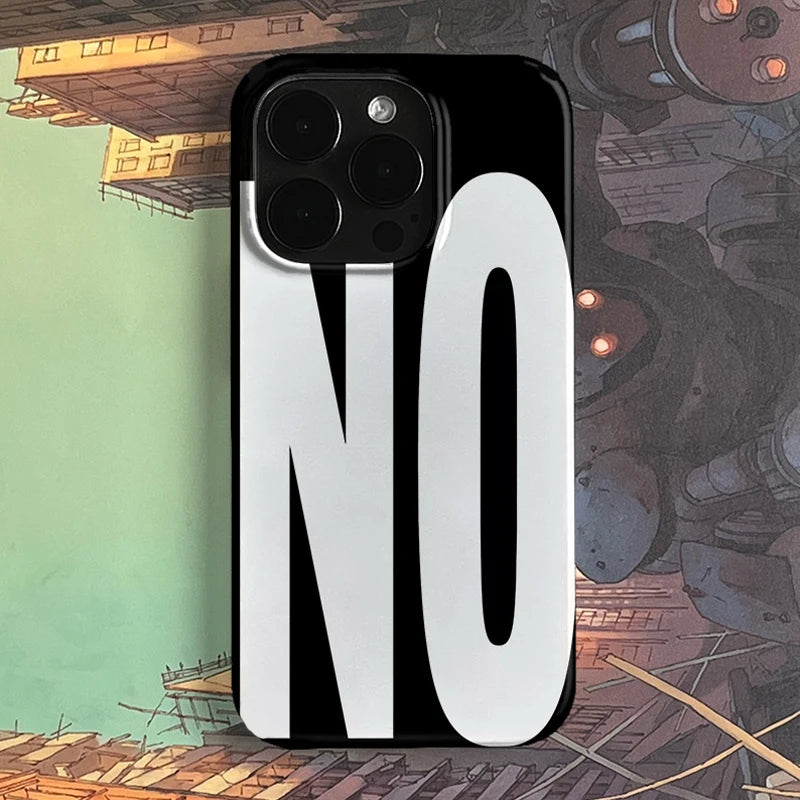 NO And YES Personalized Art Black And White Letters Phone Case For IPhone 16 15 14 13 12 11 Pro Max X XS XR 7 8 Plus Cover Case