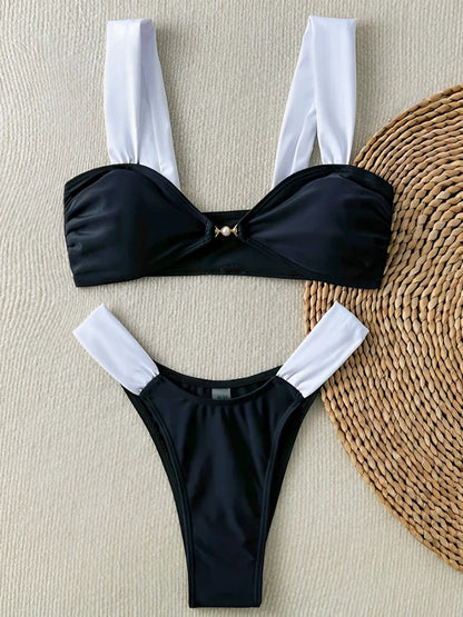 Strappy Brazil Bikinis 2025 Sexy High Cut Swimsuit Women Pitchwork Swimwear Female Bathers Bathing Swimming Swim Suit Beachwear