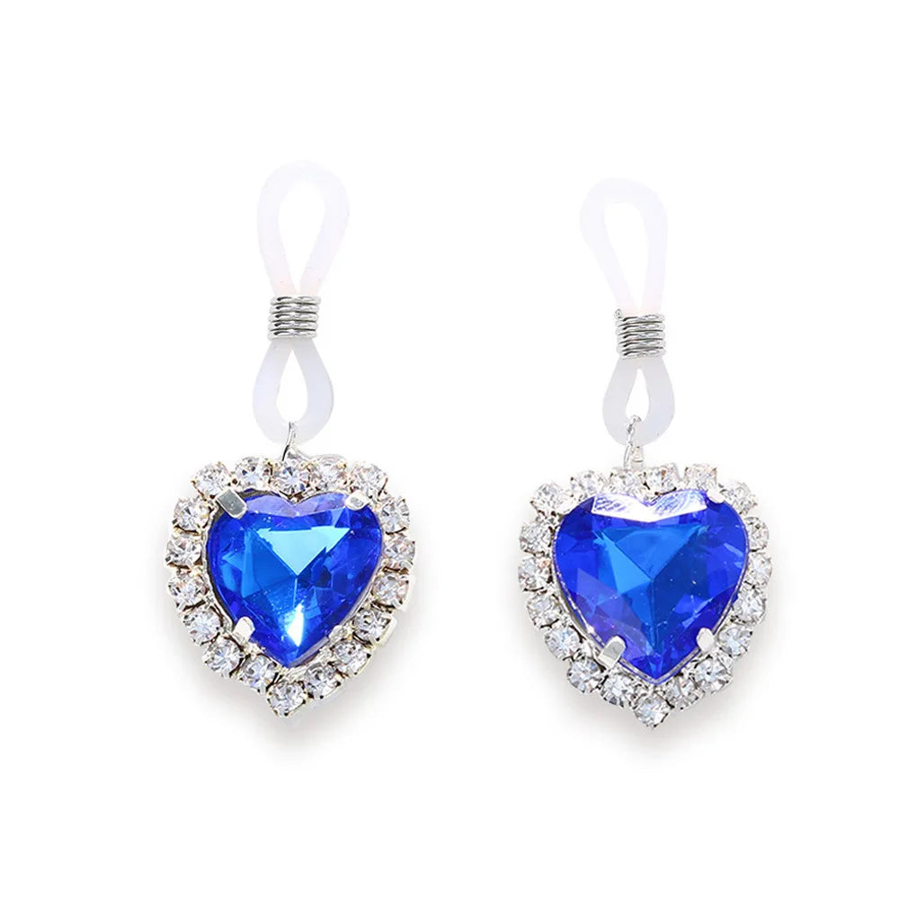 Europe And The United Sexy Bikini Body jewelry New Rhinestone Chest Chain Fashion  Love Breast Clip Color Pendant Love