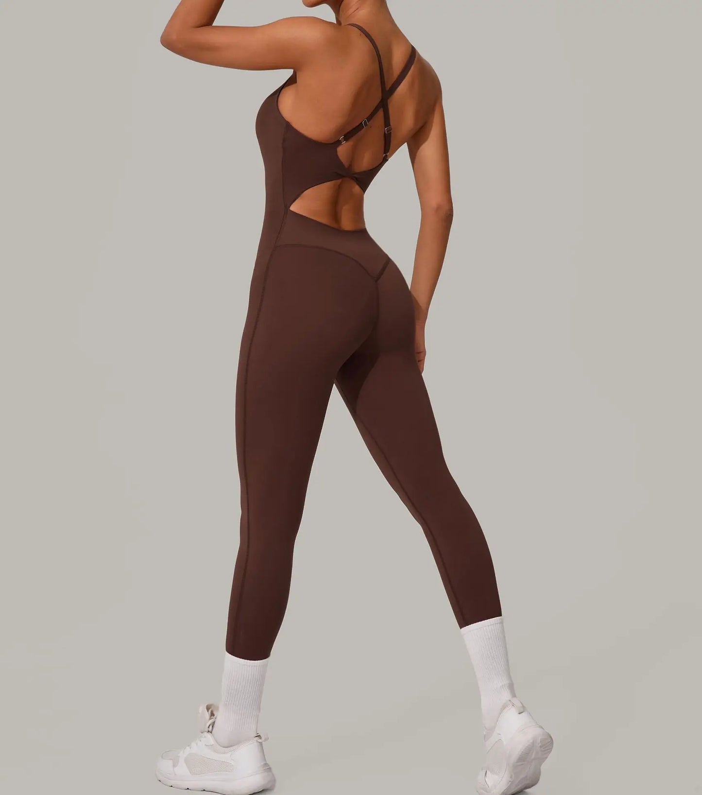 Sexy Hollow Cross Backless Sporty Tight Jumpsuit Woman Sportswear Summer One Pieces Outfit Gym Fitness Overalls Yoga Jump Suit