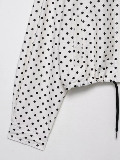 Polka Dot Print Short Coats Women's High Street Long Sleeve Jackets for Women 2025 Elegant Office Ladies Casual Outerwear