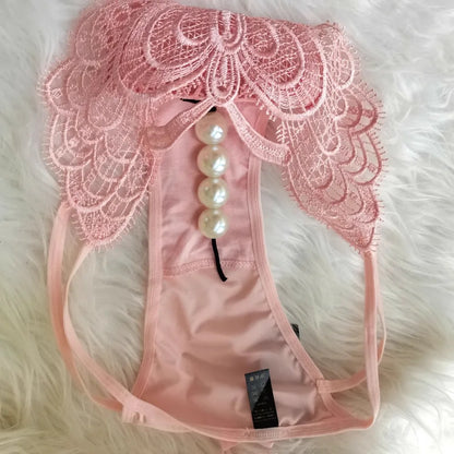Customized Imitation Pearl Underwear Into The Body To Increase Massage Beads, Sexy Thong Tighten Briefs Thong  Panties Women