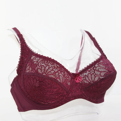 Womens Bras Ultra-Thin Perspective Deep V Lace Sheer Plus Size Bra Female Underwear Sexy Lingerie BH Tops 70-100 B C D E F Cup