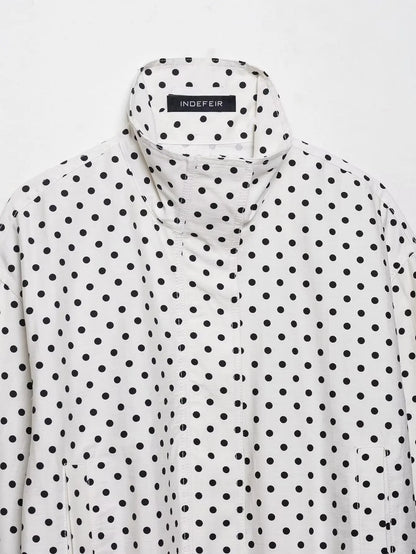 Polka Dot Print Short Coats Women's High Street Long Sleeve Jackets for Women 2025 Elegant Office Ladies Casual Outerwear