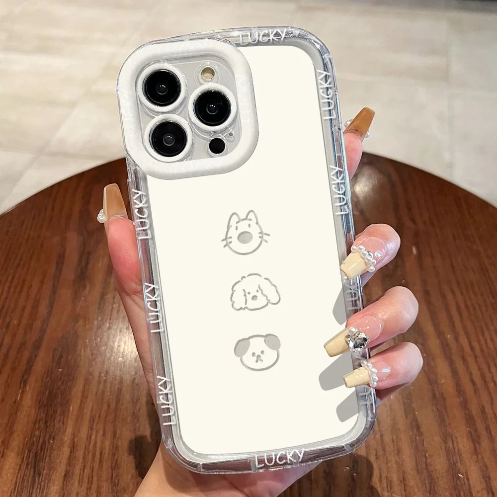 Cut Cat Aninal Phone Case For iPhone 13 Funda iPhone 15 11 16 14 17 Pro Max Air 12 7 8 Plus SE 2020 17promax Silicone Soft Cover