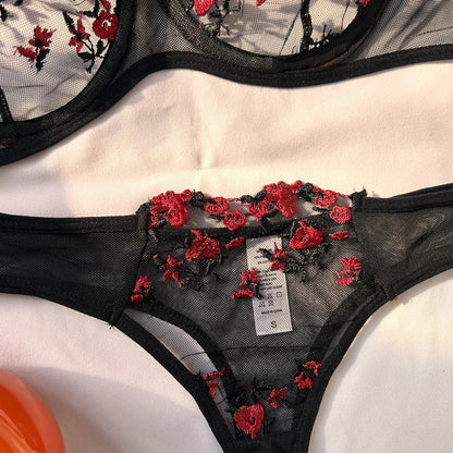Sexy Set Womens Underwear Exotic Emotional Bra Set Embroidered Print Brassiere Lingerie Set Women's Set Push Up Thin Bralette