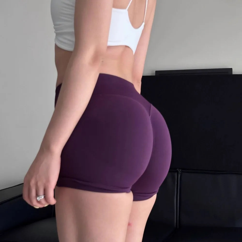 Seamless Shorts Ribbed Yoga Shorts Women Flex Scrunch Bum Gym Shorts Booty Running Short Butt Lifting Workout Pants